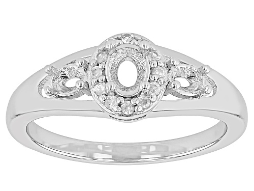 Photo of Semi-Mount Oval 4x5mm and 4x3mm Rhodium Over Sterling Silver Ring with Zircon Accent 0.1Ctw - Size 8.5