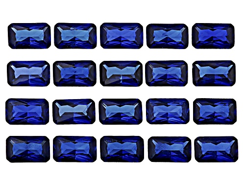 Photo of Lab Grown Blue Sapphire 5X3mm Emerald Radiant Cut Gemstones Set of 20 6.00Ctw
