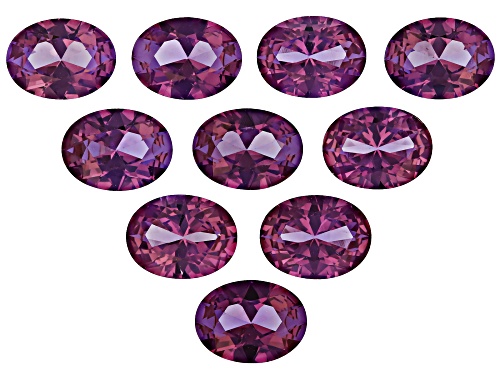 Photo of Purple Lab Created Color Change Sapphire 8x6mm Oval Faceted Cut Gemstones Set of 10 13.50Ctw