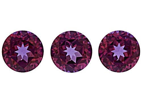 Purple Lab Created Color Change Sapphire 10mm Round Fancy Cut Gemstones Set of 3 15Ctw