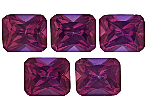 Purple Lab Created Color Change Sapphire 12x10mm Emerald Cut Radiant Gemstones Set of 5 37.50Ctw