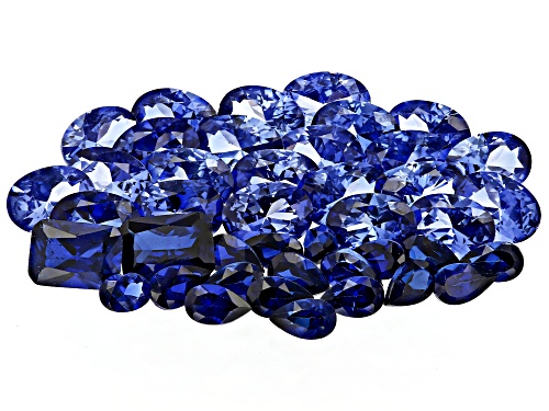 Photo of Lab Grown Blue Sapphire Mixed Faceted Cut Gemstone Parcel 25.00Ctw
