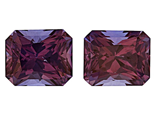 Purple Lab Created Color Change Sapphire 12x10mm Emerald Cut Radiant Gemstones Matched Pair 16.50