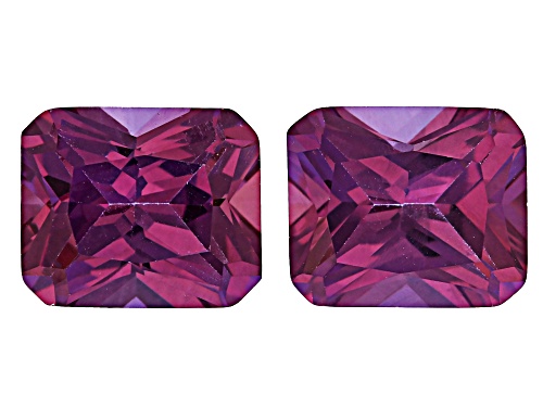 Photo of Purple Lab Created Color Change Sapphire 12x10mm Emerald Cut Radiant Gemstones Matched Pair 14.50