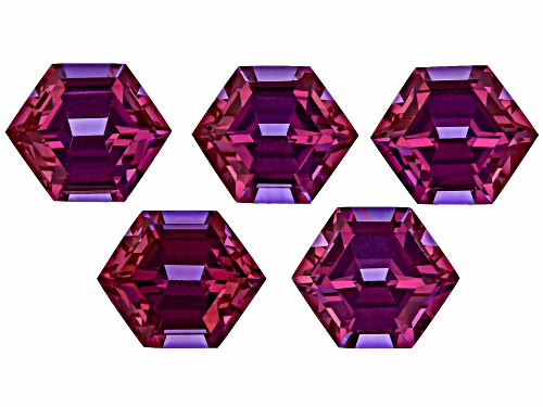 Purple Lab Created Color Change Sapphire 12x10mm Fancy Cut Gemstones Set of 5 26Ctw