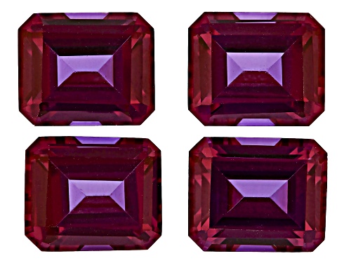 Photo of Purple Lab Created Color Change Sapphire 14x10mm Emerald Cut Gemstones Set of 4 34Ctw
