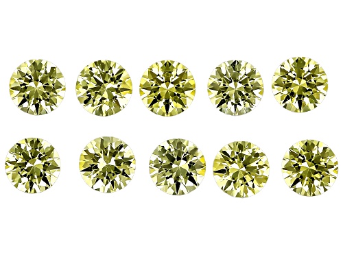 Yellow Lab Created Sapphire 4mm Round Faceted Cut Gemstones Set Of 10 3.00Ctw