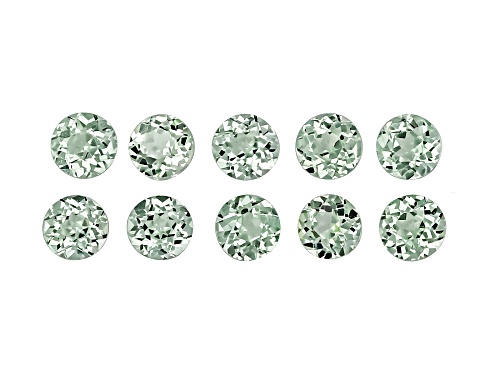 Green Lab Created Sapphire 3mm Round Faceted Cut Gemstones Set Of 10 1.50Ctw