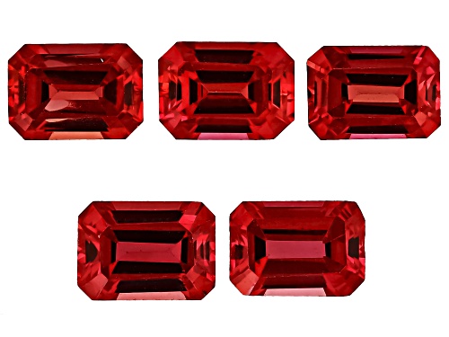 Photo of Orange Lab Created Padparadscha Sapphire 7X5mm Emerald Cut Gemstones Set Of 5 6.50Ctw