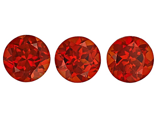 Photo of Orange Lab Created Padparadscha Sapphire 10mm Round Faceted Cut Gemstones Set Of 3 13.50Ctw