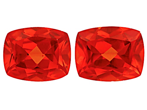 Orange Lab Created Padparadscha Sapphire 10X8mm Cushion Faceted Cut Matched Pair 7.00Ctw