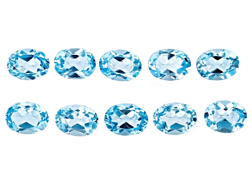 Swiss Blue Topaz Loose Gemstone Oval 4X3mm Set Of 10, 1.75CTW Minimum