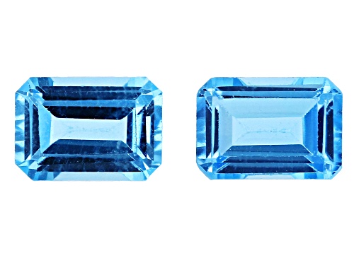 Photo of Swiss Blue Topaz Loose Gemstone Octagon 7X5mm Match Pair, 2CTW minimum