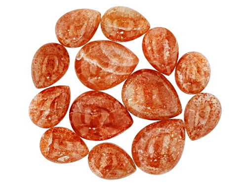 Photo of Orange Sunstone Mixed Shape Cabochon Gemstone Parcel 100ctw