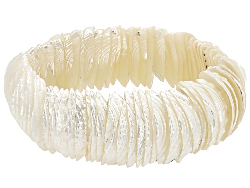 Photo of White South Sea Mother Of Pearl 7.5 Inch Stretch Bracelet
