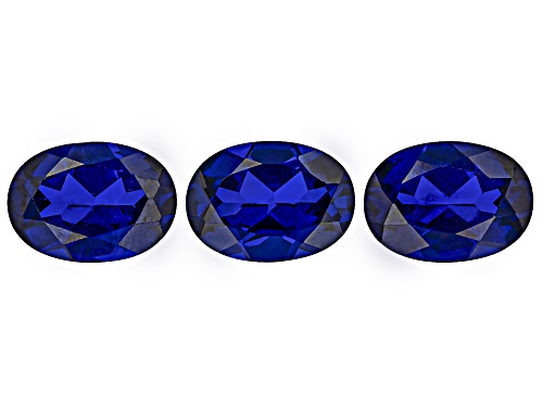 Blue Lab Created Spinel 14X10mm Oval Faceted Cut Gemstones Set Of 3 18.50Ctw