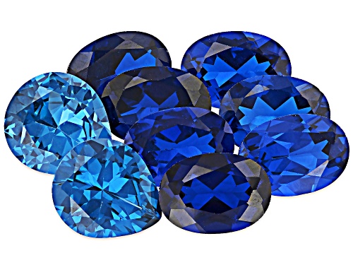 Blue Lab Created Spinel Mixed Faceted Cut Gemstone Parcel 60.00Ctw