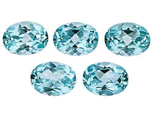 Green Lab Created Spinel 8X6mm Oval Faceted Cut Gemstones Set Of 5 7.50Ctw