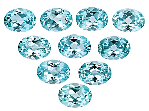 Green Lab Created Spinel 8X6mm Oval Faceted Cut Gemstones Set Of 10 15.00Ctw