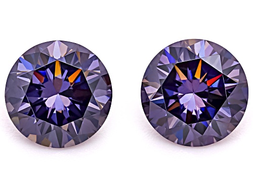 Purple Strontium Titanate 6mm Round Brilliant Cut Gemstones Matched Pair 2.25Ctw