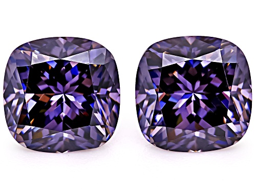 Photo of Purple Strontium Titanate 6mm Cushion Faceted Cut Gemstones Matched Pair 3.00Ctw