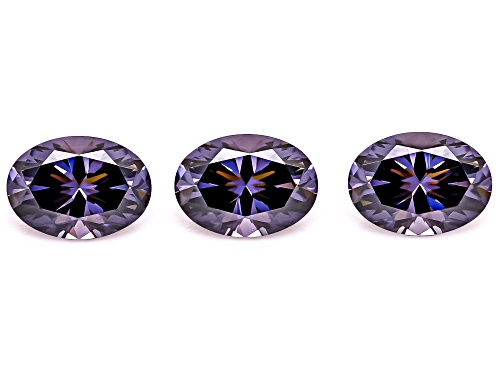 Purple Strontium Titanate 7X5mm Oval Brilliant Cut Gemstones Set Of 3 3.25Ctw