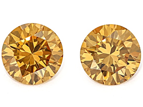 Photo of Orange Strontium Titanate 5mm Round Brilliant Cut Gemstones Matched Pair 1.25Ctw