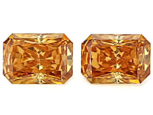 Orange Strontium Titanate 7X5mm Emerald Radiant Cut Gemstones Matched Pair 2.75Ctw