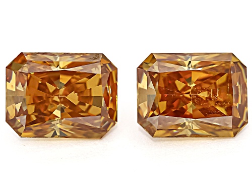 Photo of Champagne Strontium Titanate 8x6mm Octagon Asscher Cut Gemstones Matched Pair 4.50Ctw