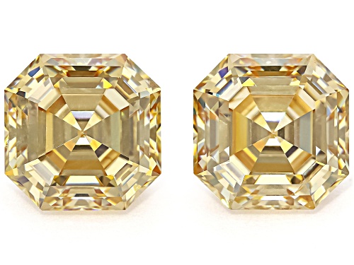 Photo of Orange Strontium Titanate 8mm Octagon Asscher Cut Gemstones Matched Pair 7.50Ctw