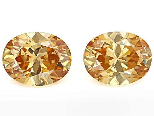 Photo of Orange Strontium Titanate 9X7mm Oval Brilliant Cut Gemstones Matched Pair 5.50Ctw