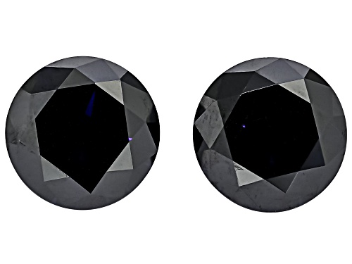 Photo of Blue Strontium Titanate 8mm Round Diamond Cut Gemstones Matched Pair 6.00Ctw