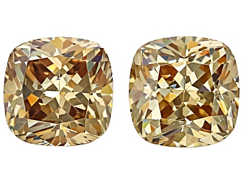 Photo of Champagne Strontium Titanate 4mm Cushion Faceted Cut Gemstones Matched Pair 0.90Ctw
