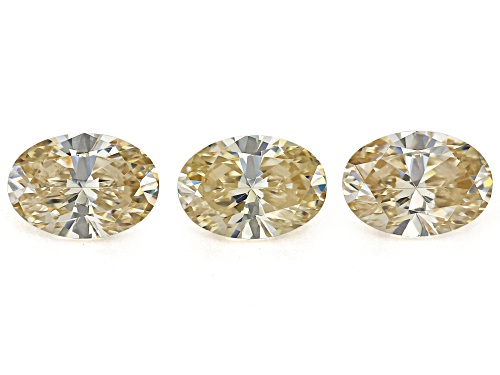 Canary Strontium Titanate 6.5X4.5mm Oval Brilliant Cut Gemstones Set Of 3 2.50Ctw