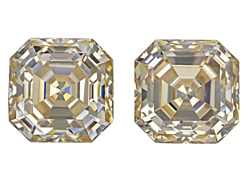 Photo of Champagne Strontium Titanate 6mm Octagon Asscher Cut Gemstones Matched Pair 3.25Ctw
