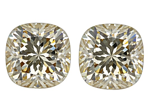 Photo of Canary Strontium Titanate 7mm Cushion Faceted Cut Gemstones Matched Pair 4.50Ctw