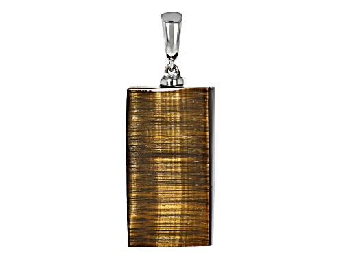 Tiger's Eye Rectangle 30.65x16.65mm Sterling Silver Pendant 38.64Ctw