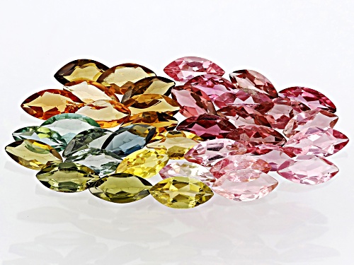 Multi-Color Tourmaline 7x3.5mm Marquise Faceted Cut Gemstones Parcel 10Ctw