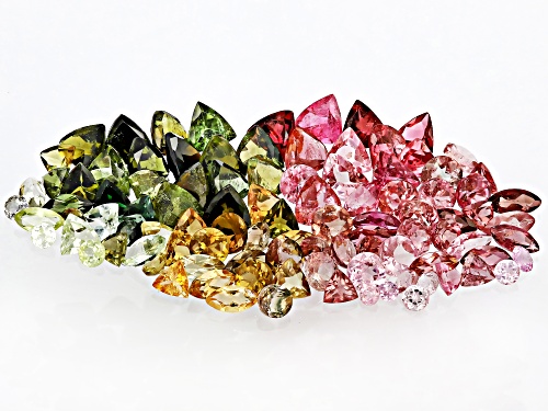 Multi-Color Tourmaline 1.5mm Min Mixed Faceted Cut Gemstones Parcel 10Ctw