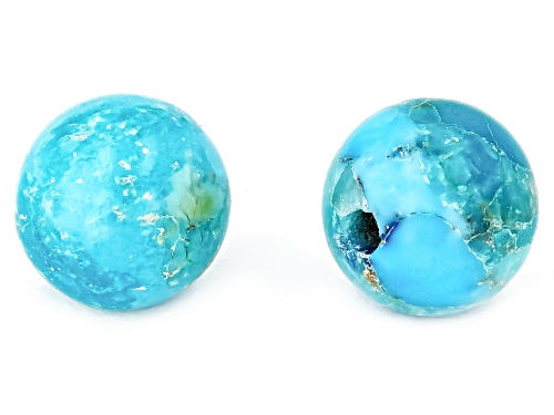Photo of Blue Turquoise 6mm Round Bead Cut Gemstones Matched Pair 2.75ctw