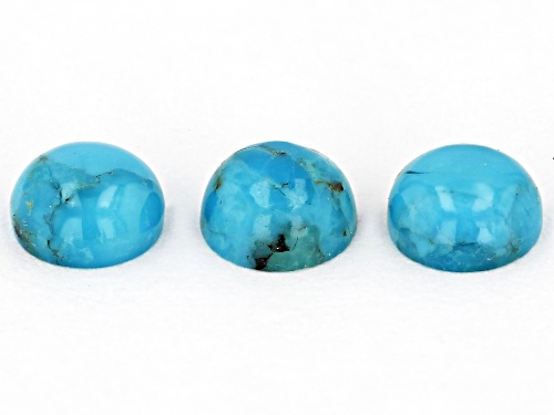 Blue Turquoise 5mm Round Cabochon Cut Gemstones Set of 3 1.25ctw