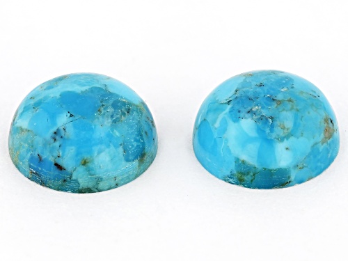 Photo of Blue Turquoise 10mm Round Cabochon Cut Gemstones Matched Pair 6ctw