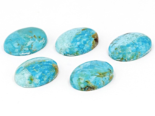Blue Turquoise 16x12mm Oval Cabochon Cut Gemstones Set of 5 29ctw