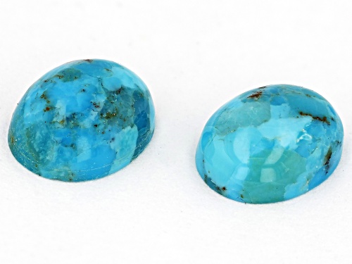 Blue Turquoise 10x8mm Oval Cabochon Cut Gemstones Matched Pair 4.25ctw