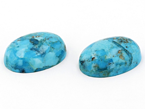 Photo of Blue Turquoise 18x13mm Oval Cabochon Cut Gemstones Matched Pair 19ctw