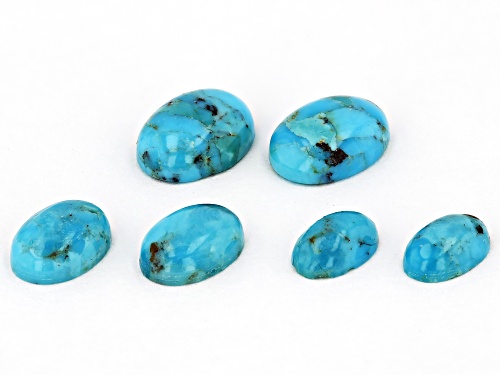Photo of Blue Turquoise 6x4mm,7x5mm,8x6mm Oval Cabochon Cut Gemstones Set of 3 Matched Pairs 3.50ctw