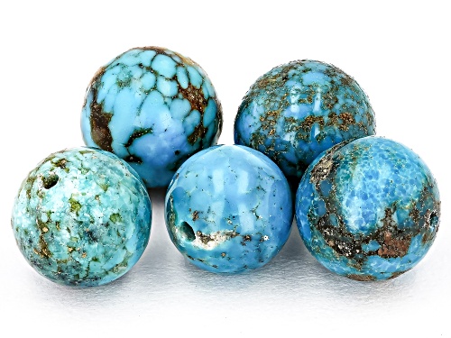 Photo of Blue Turquoise 8-9mm Round Bead Cut Gemstones Parcel 20ctw