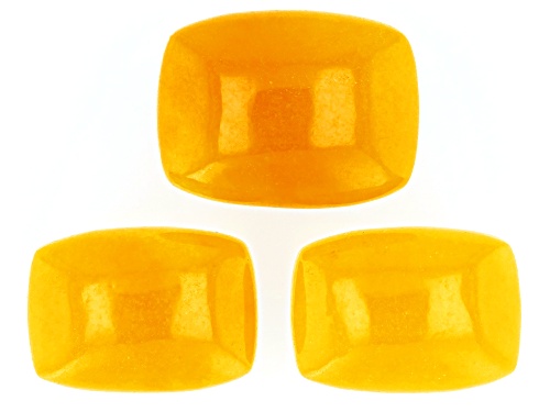 Photo of Yellow Jade 16x2 & 14x10 Cushion Cabochon Set Of 3, 24ctw