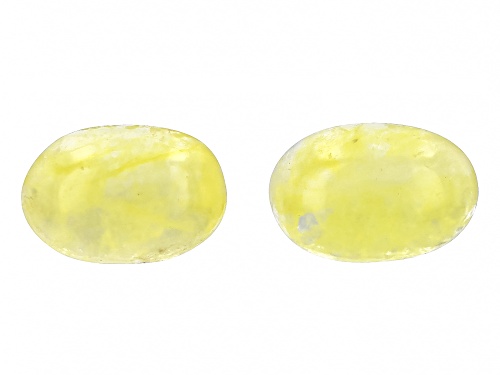 Lemon Yellow Jade 6x4mm Oval Cabochon Matched Pair 1ctw