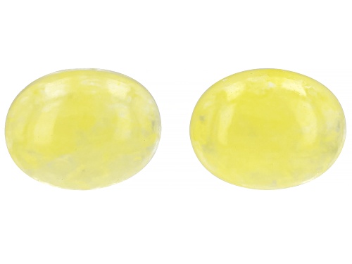 Photo of Lemon Yellow Jade 9x7mm Oval Cabochon Matched Pair 4.25ctw